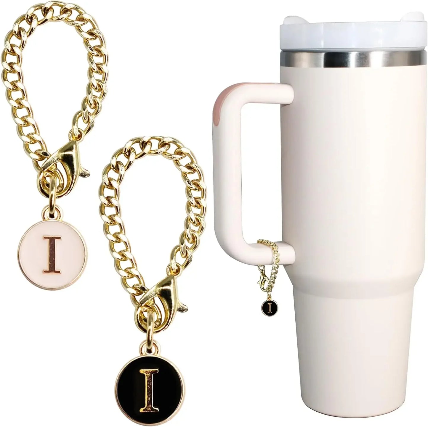 Letter Charm Accessories for Stanley Tumbler 2PCS Initial Name ID Decoration Personalized Handle Charm for Stanley Cup