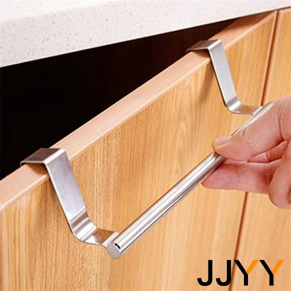 JJYY Stainless Steel Towel Bar Holder Kitchen Cabinet Cupboard Door Hanging Rack Bathroom Door Kitchen Storage Hanger