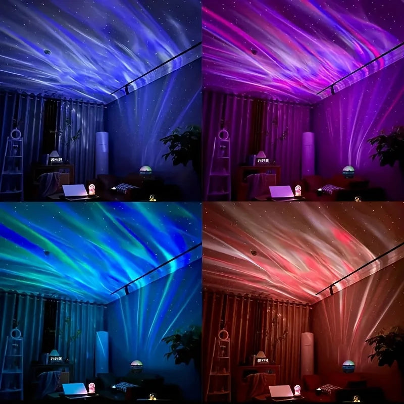 USB Galaxy Projector Aurora RGB 5V Night Lights Auto Rotating Sound Activated DMX Remote Control Home Theater Room Decorations