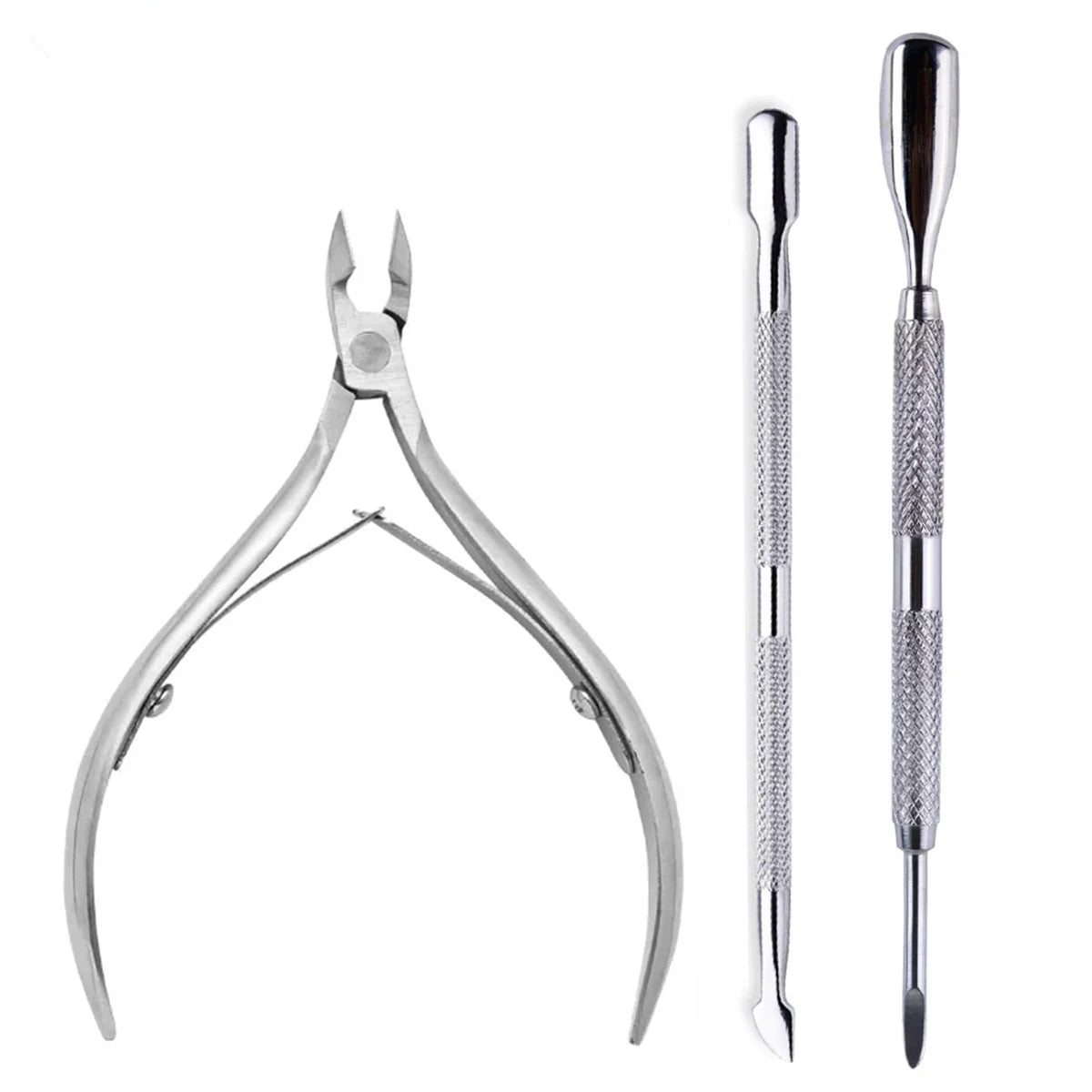 4 Pcs/Set Professional Stainless Steel Nail Cutter Scissor Nippers Muti Function Cuticle Pusher Remover Nail Care Manicure Kits