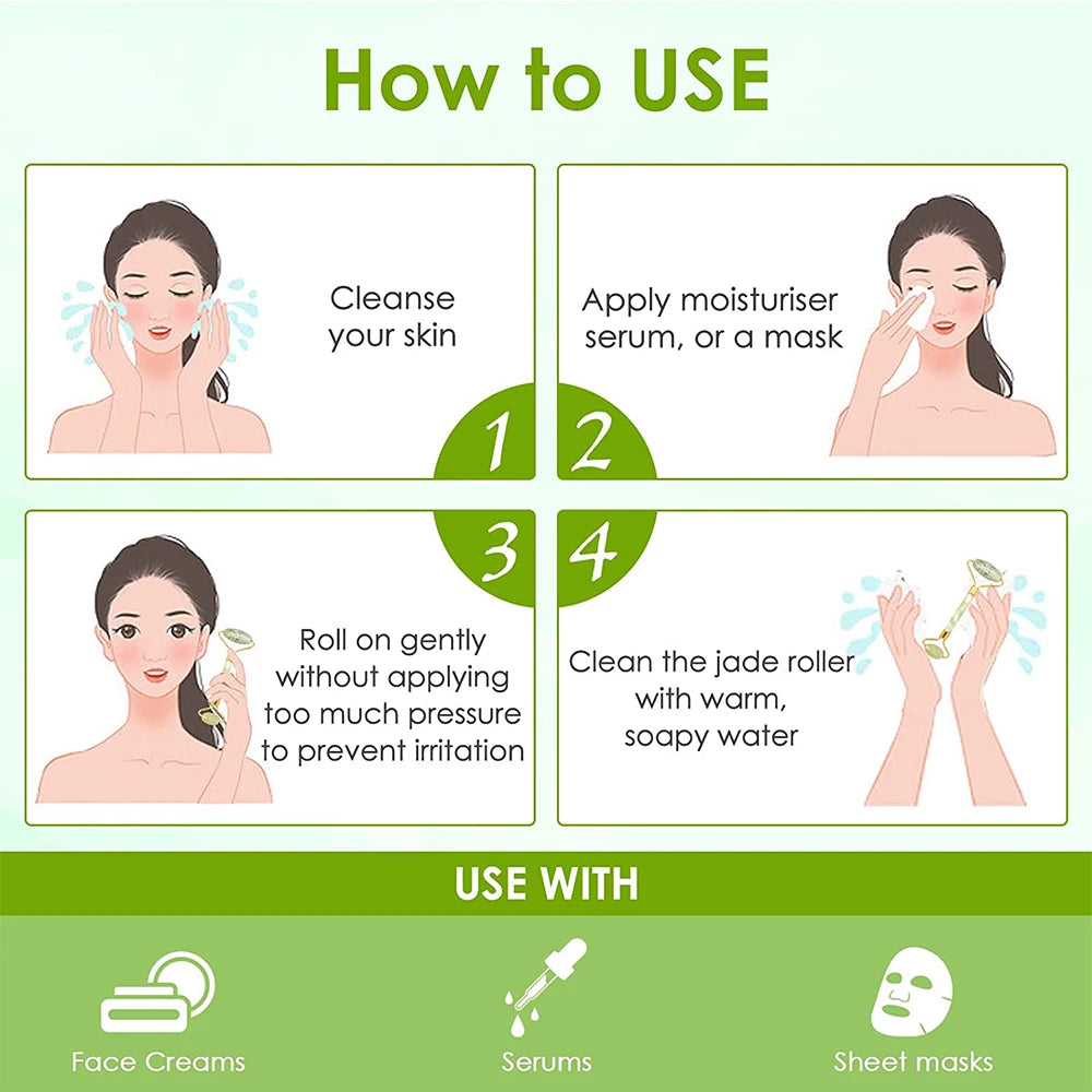 Natural Face Jade Roller Gua Sha Scraper Massager for Neck Body Guasha Eye Massage Face Slimming Therapy Beauty Skincare Tool