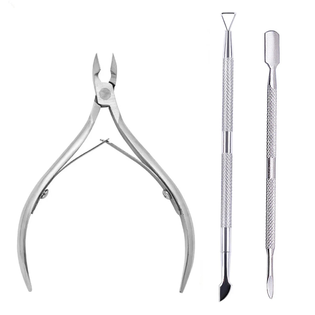 4 Pcs/Set Professional Stainless Steel Nail Cutter Scissor Nippers Muti Function Cuticle Pusher Remover Nail Care Manicure Kits