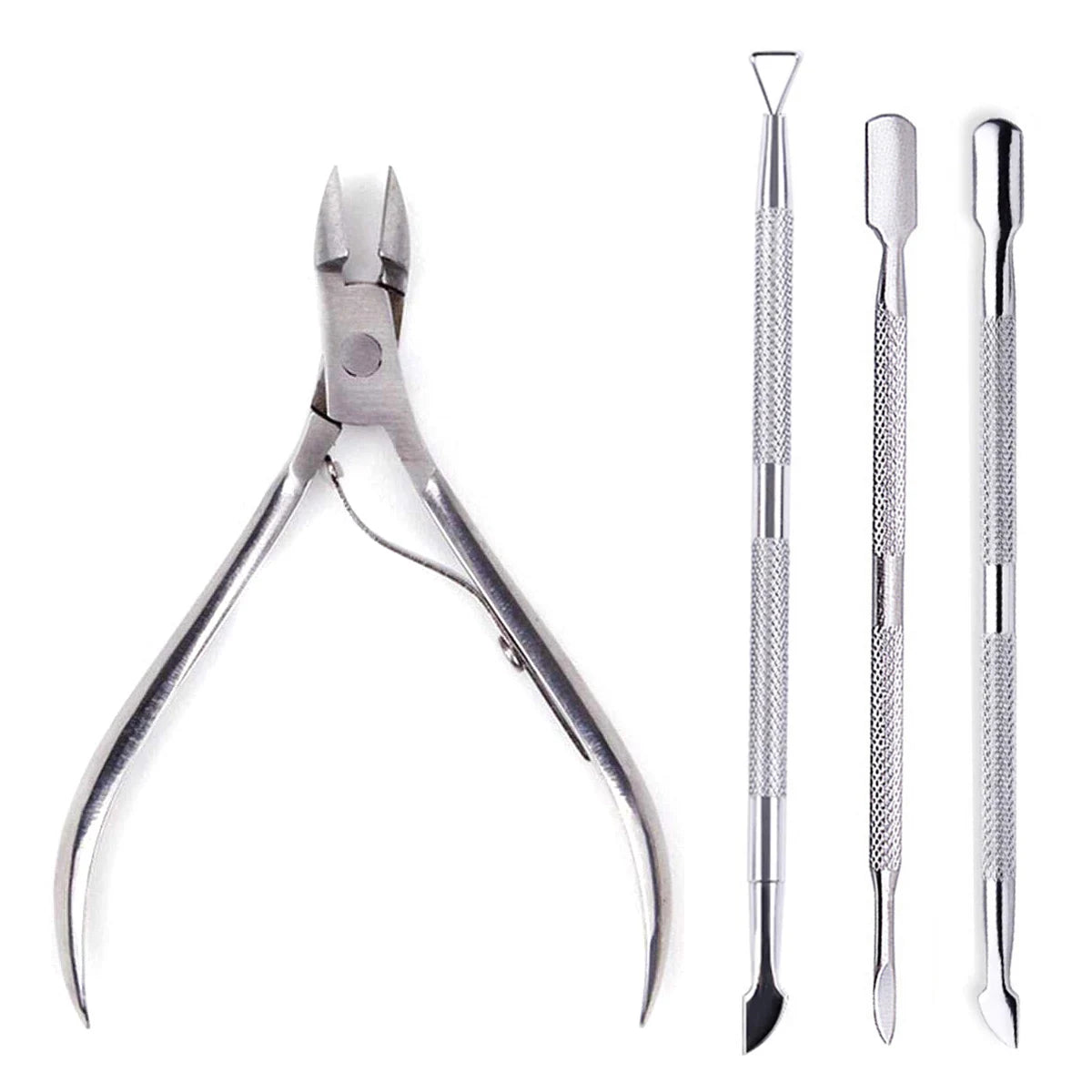 4 Pcs/Set Professional Stainless Steel Nail Cutter Scissor Nippers Muti Function Cuticle Pusher Remover Nail Care Manicure Kits