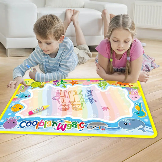 Coolplay Animal Themes Rainbow Water Drawing Mat & 2 Pens Water Doodle Mat Coloring Books Water Painting Rug Xmas Gift for Kids