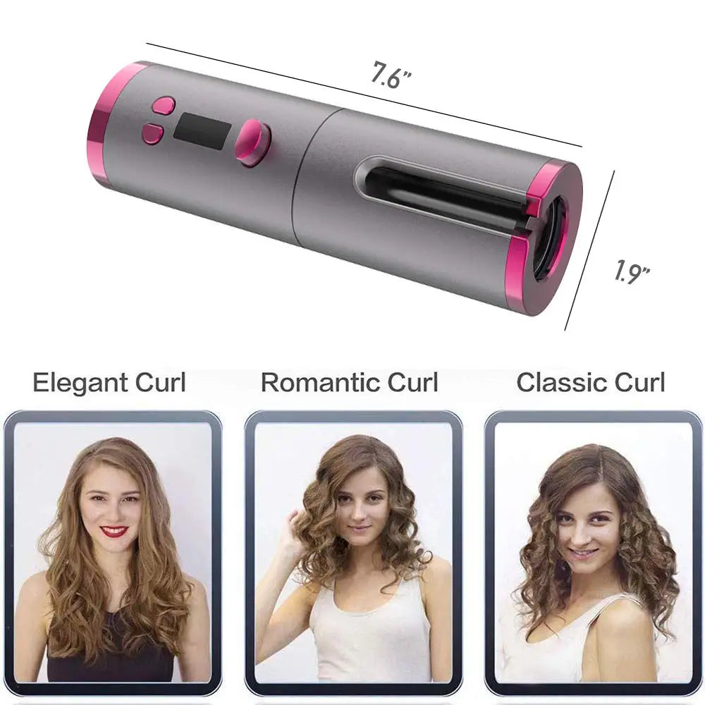 Cordless Automatic Hair Curler Portable Wireless USB Rechargeable Auto Rotating Ceramic Wand Curling Iron Hair Styling Tools