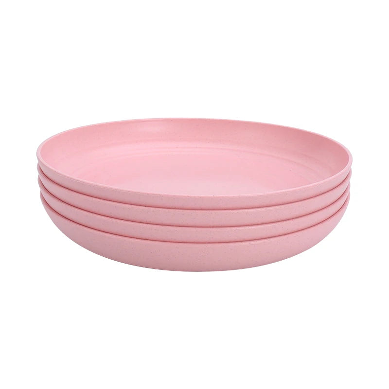 4Pcs Dinner Dishes Wheat Straw Dinner Plates Set Eco Friendly Full Tableware Of Plates Set Kitchen Accessories Plates Dinnerware