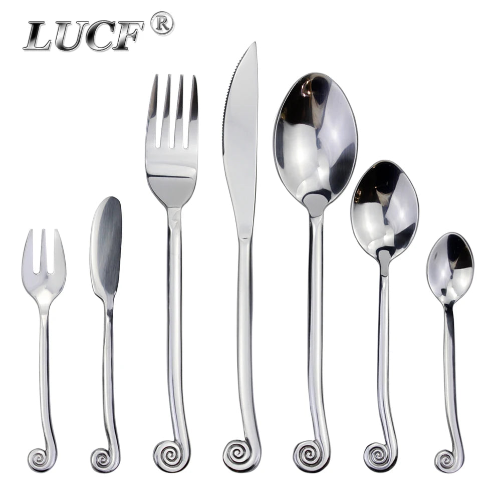 Impressive Cutlery Famous Creative Design Snail Handle Dinnerware Set Forged Process Stainless Steel Mirror Polish For Kitchen