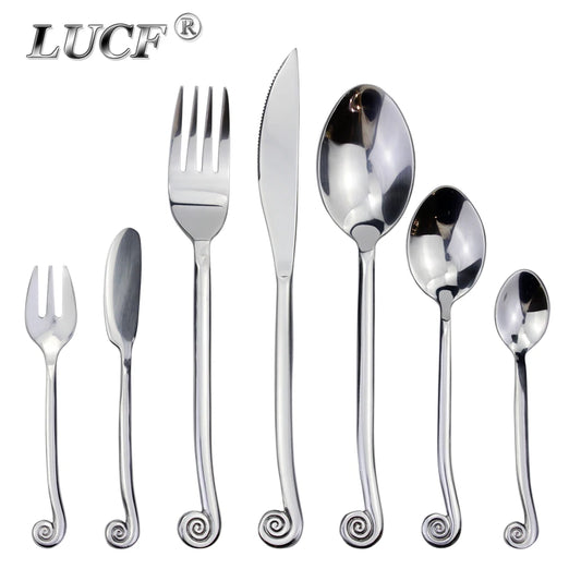 Impressive Cutlery Famous Creative Design Snail Handle Dinnerware Set Forged Process Stainless Steel Mirror Polish For Kitchen