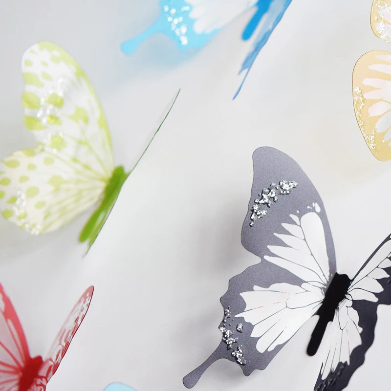 18Pcs/Set Crystal Butterfly Wall Sticker Garden Beautiful 3D Butterflies Room Home Decor Stickers Wedding Decoration Art Decals