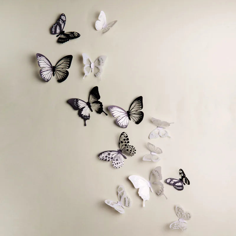 18Pcs/Set Crystal Butterfly Wall Sticker Garden Beautiful 3D Butterflies Room Home Decor Stickers Wedding Decoration Art Decals