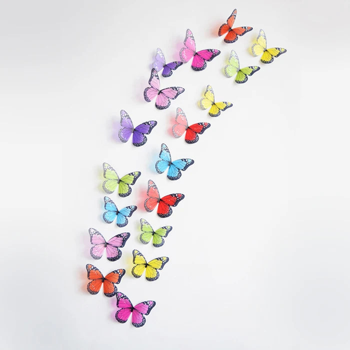 18Pcs/Set Crystal Butterfly Wall Sticker Garden Beautiful 3D Butterflies Room Home Decor Stickers Wedding Decoration Art Decals