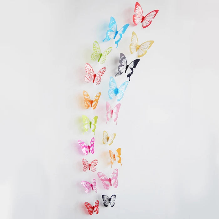 18Pcs/Set Crystal Butterfly Wall Sticker Garden Beautiful 3D Butterflies Room Home Decor Stickers Wedding Decoration Art Decals