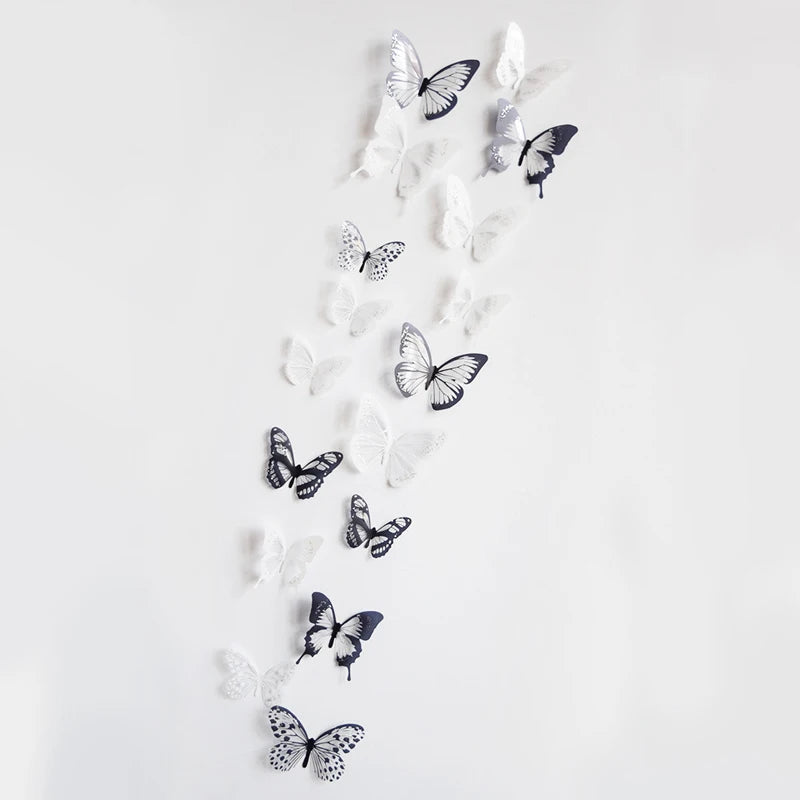 18Pcs/Set Crystal Butterfly Wall Sticker Garden Beautiful 3D Butterflies Room Home Decor Stickers Wedding Decoration Art Decals