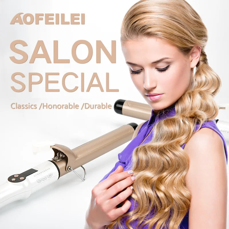 2025 New Real Electric Professional Ceramic Hair Curler Lcd Curling Iron Roller Curls Wand Waver Fashion Styling Tools