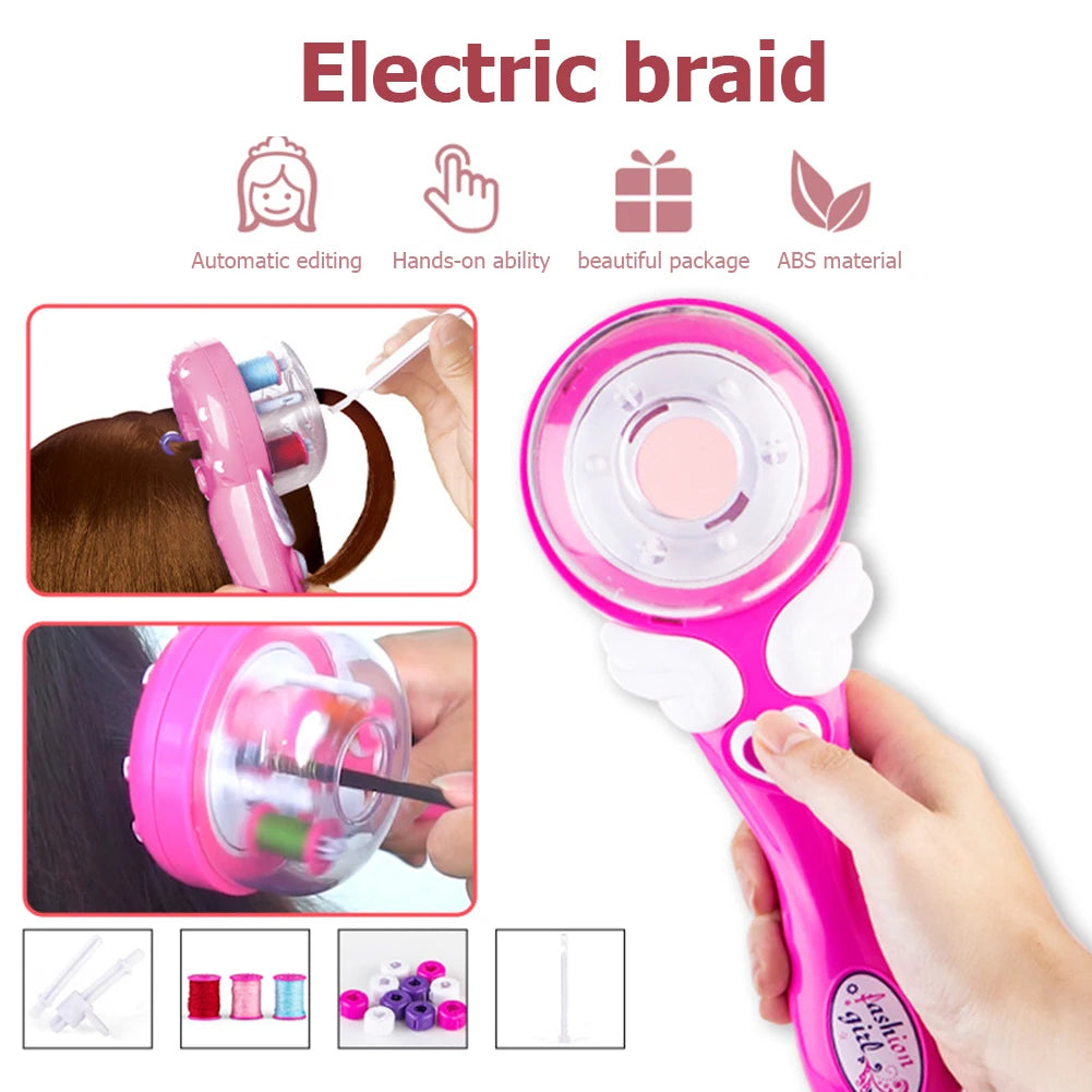 DIY Braiding Hairstyle Tool Electric Automatic Hair Braider Twist Braider Machine Weave Roller Hairstyle Machine Set Child Gift