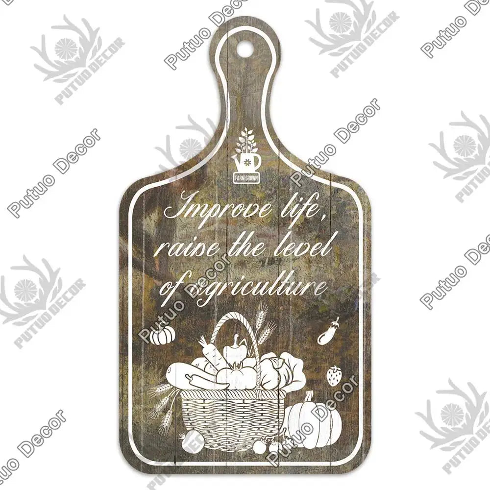 Putuo Decor-Farm Small Cutting Board, Rustic Wooden Plate, Animals Hanging Sign for Home Decoration, Kitchen Wall Decor