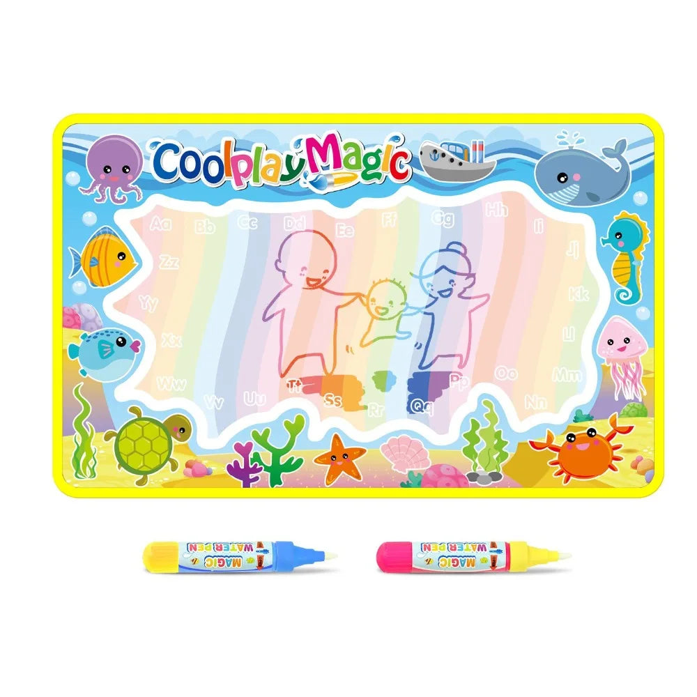 Coolplay Animal Themes Rainbow Water Drawing Mat & 2 Pens Water Doodle Mat Coloring Books Water Painting Rug Xmas Gift for Kids