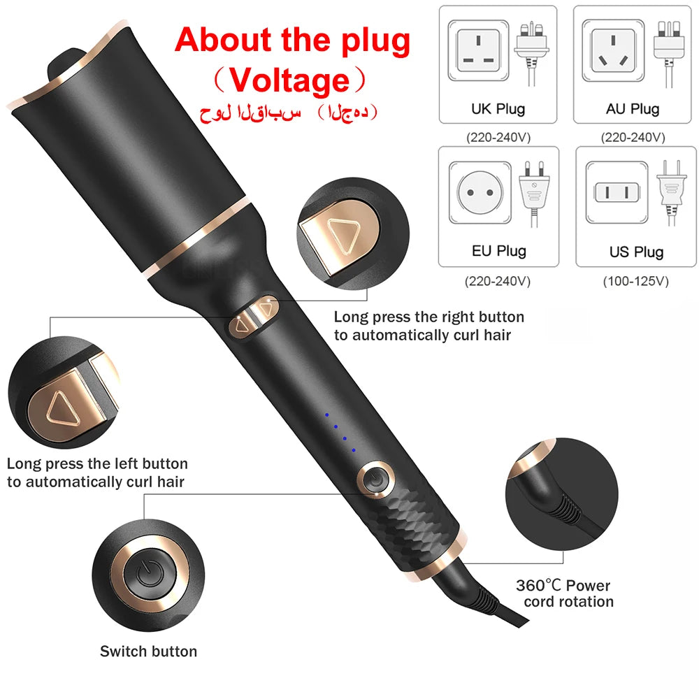 Automatic Curling Iron Rotating Professional Curler Styling Tools for Curls Waves Ceramic Curly Magic Hair Curler Beach Waves