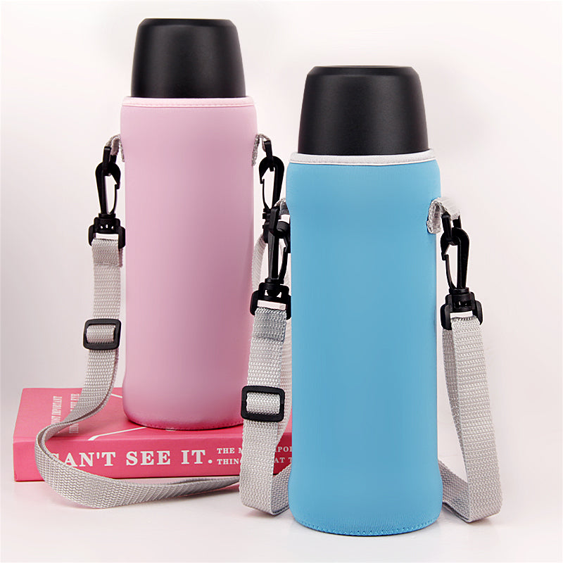 Cup Cover Crossbody Strap Insulation Water Cup Protective Cover Heat Preservation Cup Cover Large Capacity Water Bottle Pouch Thickened Elastic Cup Cover