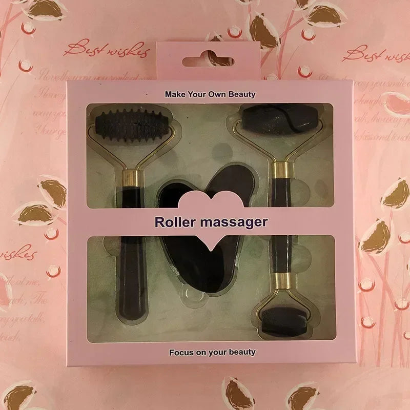 3Pcs Resin Facial Massager Massage Roller for Face Body Neck Eyes Guasha Scraping Board Anti-Wrinkle Beauty Skin Care Tools