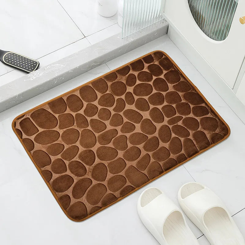 Cobblestone Embossed Bathroom Bath Mat Non-slip Carpets In Wash Basin Bathtub Side Floor Rug Shower Room Doormat Memory Foam Pad