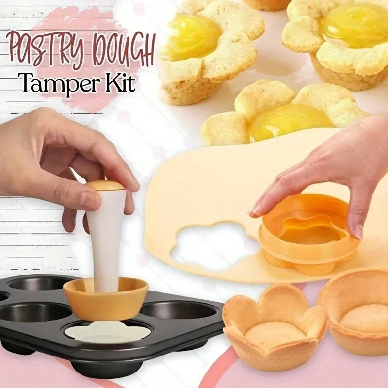 Pastry Dough Tamper Set Flower Shaped Cutter Cake Mold Creative Cake Cup Presser Biscuit Mold Pie Tamper Kitchen DIY Baking Tool