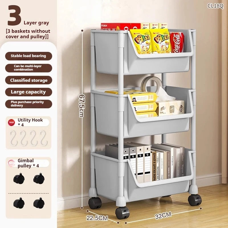 Rack Trolley Bookshelf Kitchen Storage Rack Kitchen Corner Narrow Slit Storage Cabinet Bathroom Living Room Snacks Rack