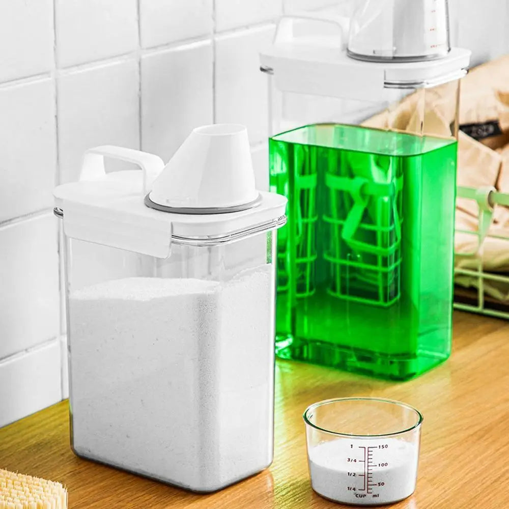 Airtight Laundry Detergent Dispenser Powder Storage Box Clear Washing Powder Liquid Container with Lids Jar