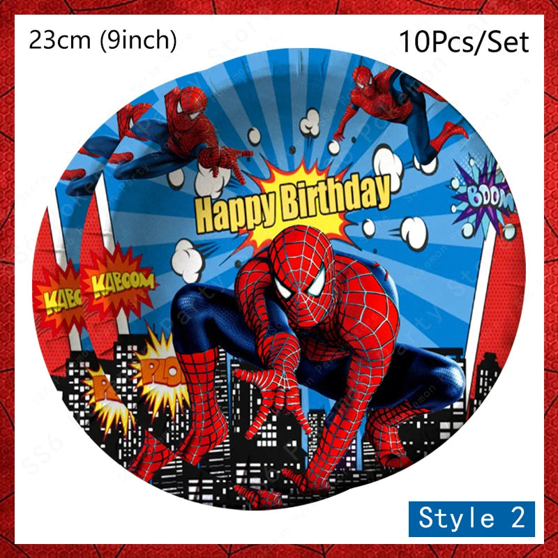 Spiderman Birthday Party Decorations Disposable Tableware Plate Cup Napkins Bags Spidey Party Birthday Decoration Supplies Set