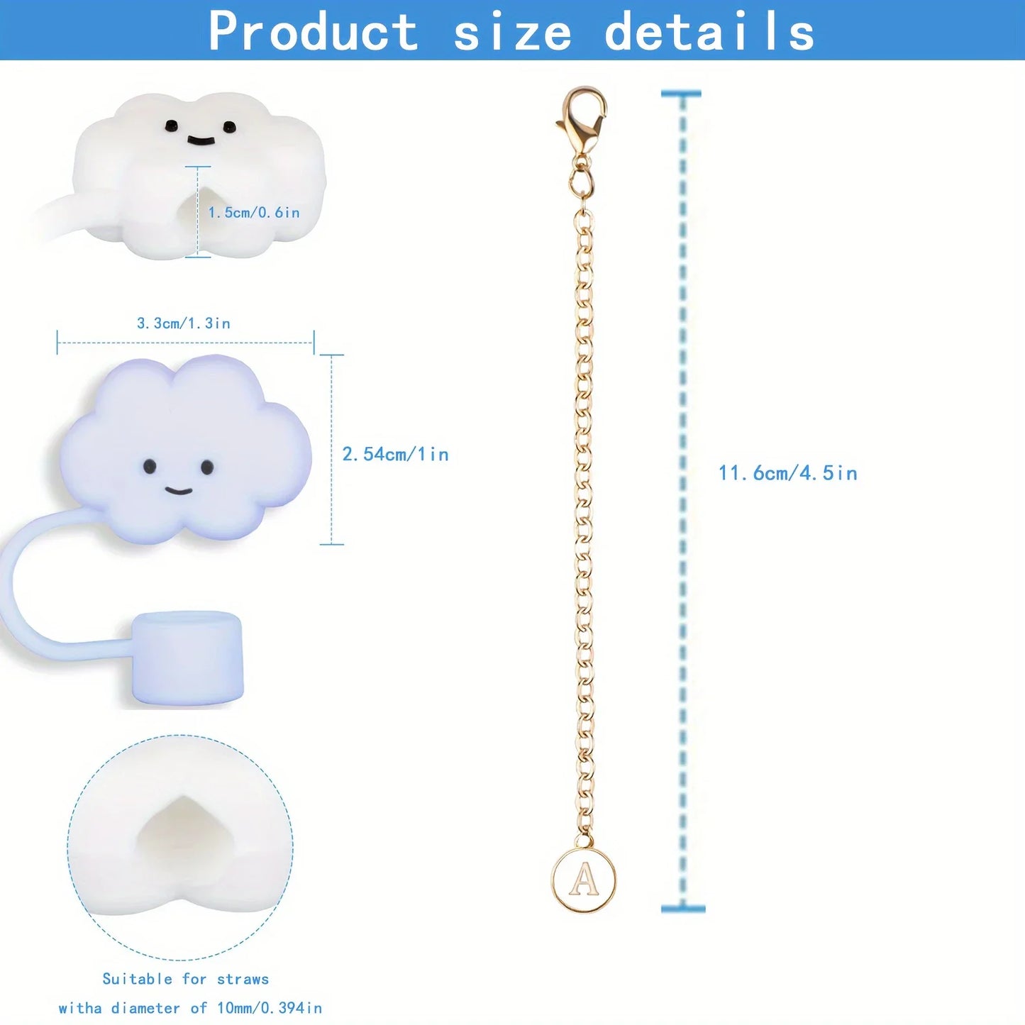 3Pcs Accessories for Stanley 30&40 Oz Tumbler 1Pcs Cute Silicone Cloud Straw Covers Cap 1Pcs Letter Charm 1Pcs Silicone Boot