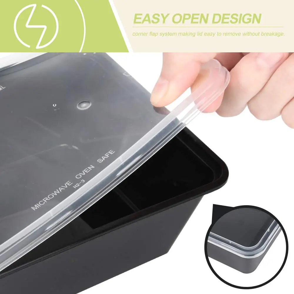 10PCS Plastic Disposable Food Containers Black Take out Containers With Lid for Salads Sandwiches  Kitchen Fridge Storage Boxes