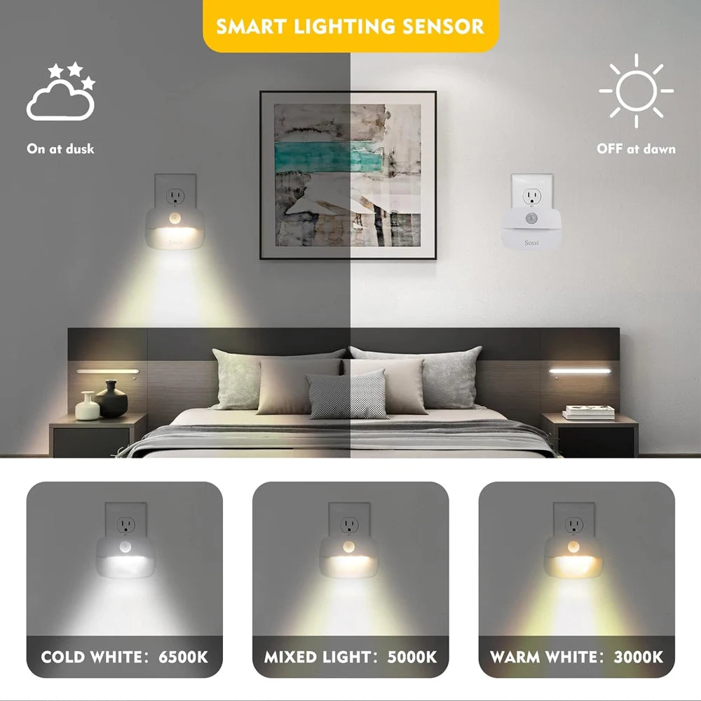 LED Night Light EU Plug In Smart Motion Sensor Light 220V Wall Lamp for Home Aisle WC Hallway Stair Kitchen Bedroom Night Lamp