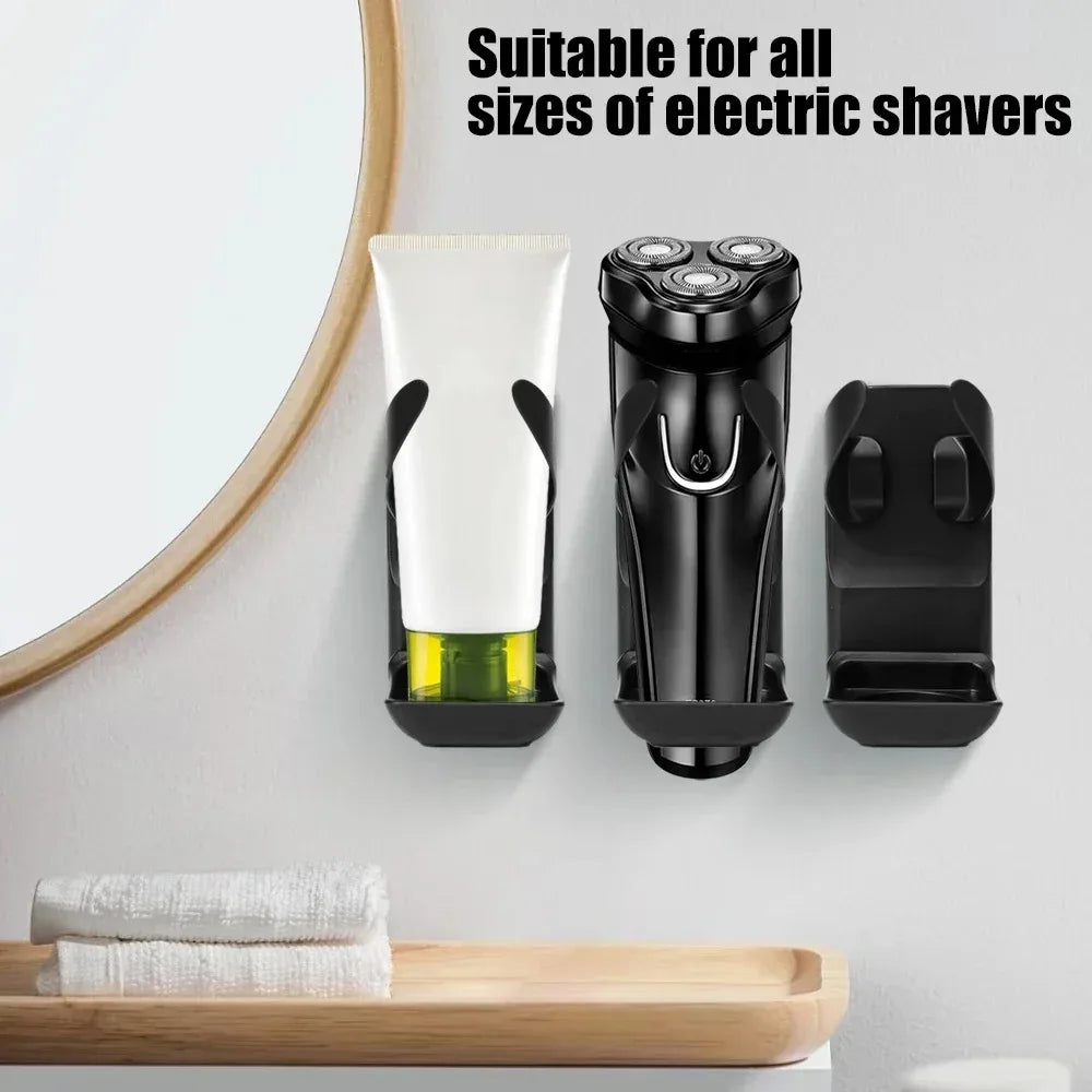 Wall Mounted Electric Razor Holders Bathroom Shaver Rack Electric Toothbrush Holder Space Saving Traceless Cosmetic Organizer