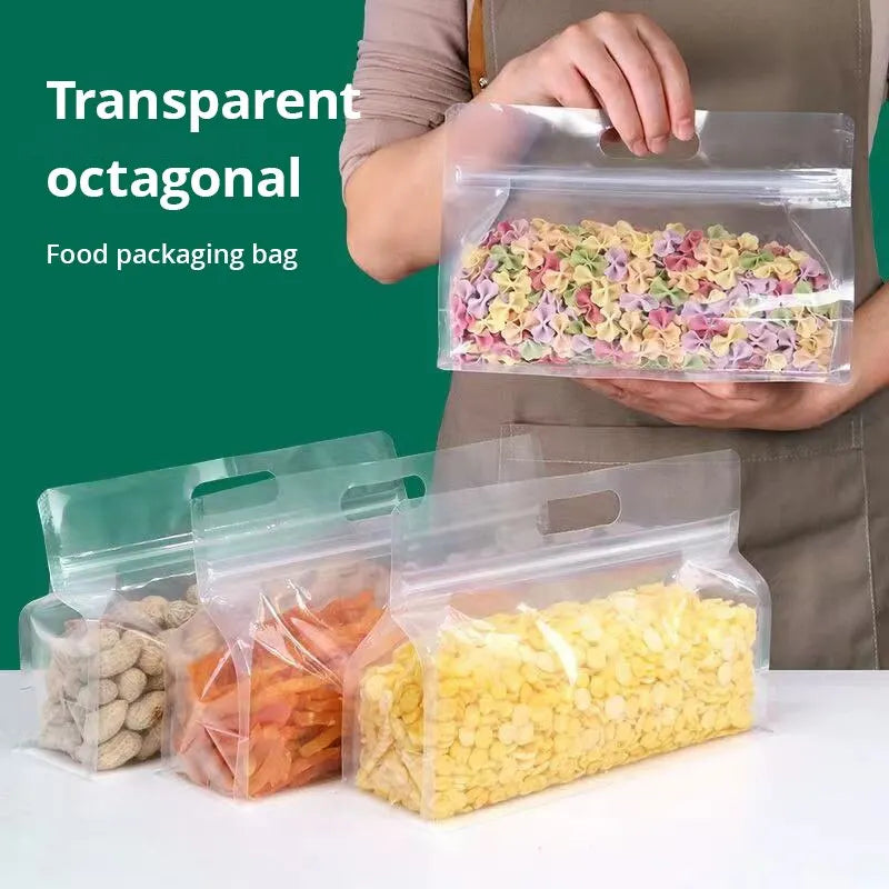 5pcs Reusable Leakproof Food Storage Bags For Nut Grain Vegetable Fruit And Snack Kitchen Organizer Storage Containers