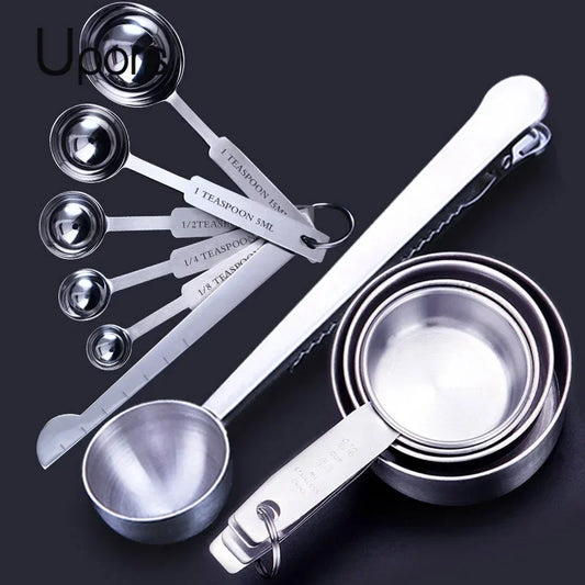 UPORS Measuring Cups Premium Stackable Kitchen Measuring Spoon Set Stainless Steel Measuring Cups and Spoons Set