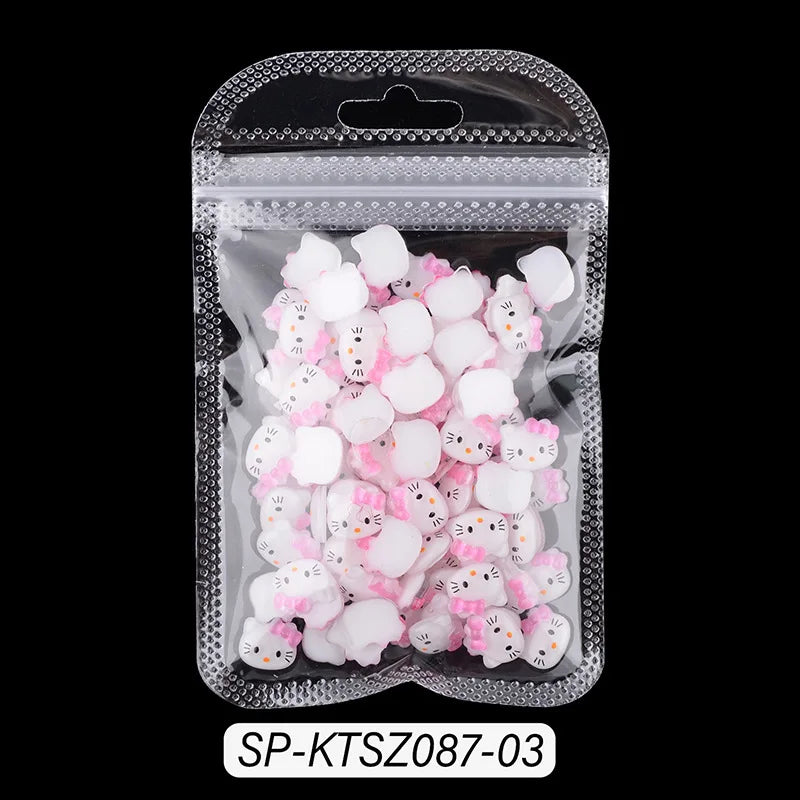 70PCS/50PCS Sanrio Hello Kitty Kawaii Cartoon Kuromi Nail Art Charms Kit 3D Nail Rhinestone Gems for Manicure Nails Art Deco Y2K