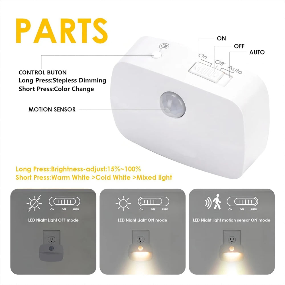 LED Night Light EU Plug In Smart Motion Sensor Light 220V Wall Lamp for Home Aisle WC Hallway Stair Kitchen Bedroom Night Lamp