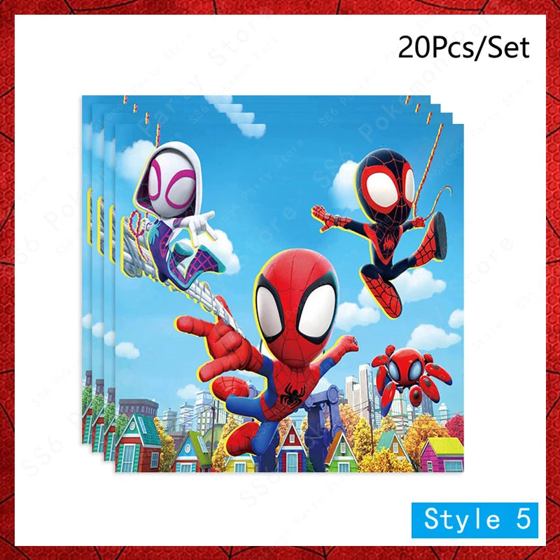 Spiderman Birthday Party Decorations Disposable Tableware Plate Cup Napkins Bags Spidey Party Birthday Decoration Supplies Set