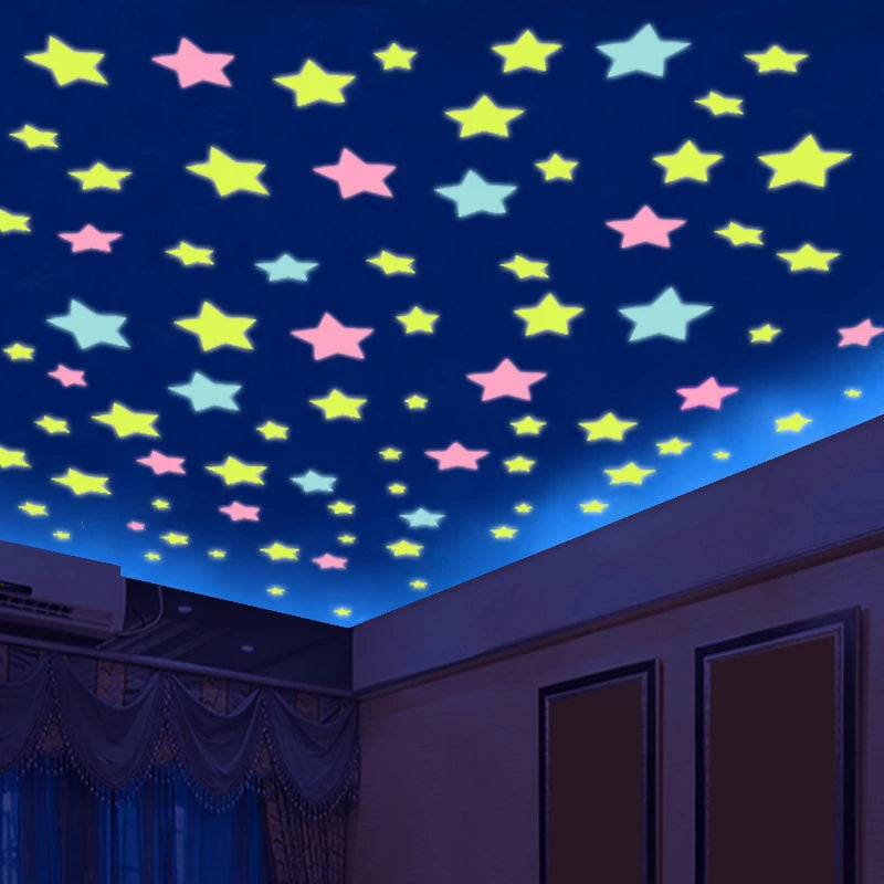 PVC Stars Glow Stickers Luminous In Dark Night Fluorescent Wall Art Decals For Kids Room Ceiling Home Festival Party Decoration