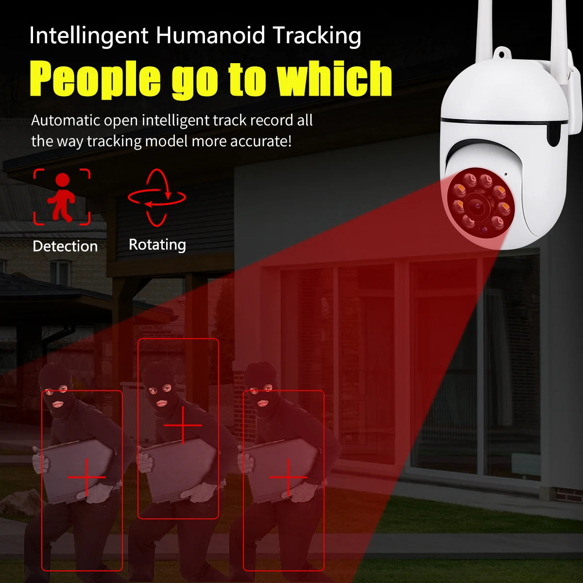 2MP Wifi IP Camera Outdoor Security Surveillance Cameras AI Human Tracking Two Way Audio 4X Digital Zoom Night Vision Full Color