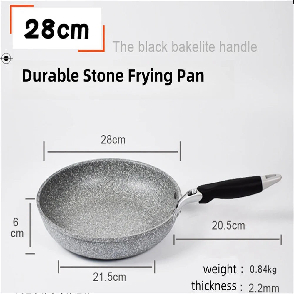 Durable Stone Frying Wok Pan Non-stick Ceramic Pot Induction Fryer Steak Cooking Gas Stove Skillet Cookware Tool for Kitchen Set