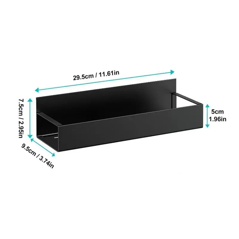 Magnetic Fridge Shelf Spice Storage Rack Black Iron Space Saving for Cabinet On The Side of Refrigerator Kitchen Organizer Shelf