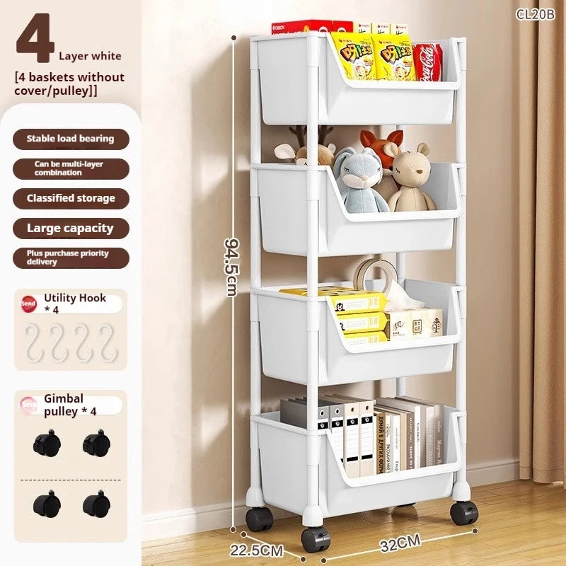 Rack Trolley Bookshelf Kitchen Storage Rack Kitchen Corner Narrow Slit Storage Cabinet Bathroom Living Room Snacks Rack