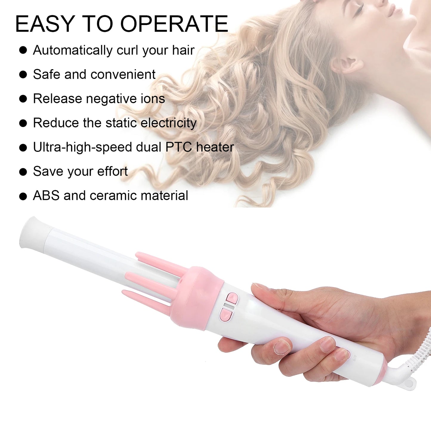 Curling Iron Hair Curler Professional Ceramic Curling Iron Automatic 360° Rotating Hair Curler Electric Curling Wand 110‑240V