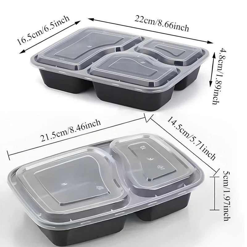 10 Sets Disposable Food Boxes with Lids Microwave Food Storage Boxes Kitchen Refrigerator Storage Containers Durable Stackable