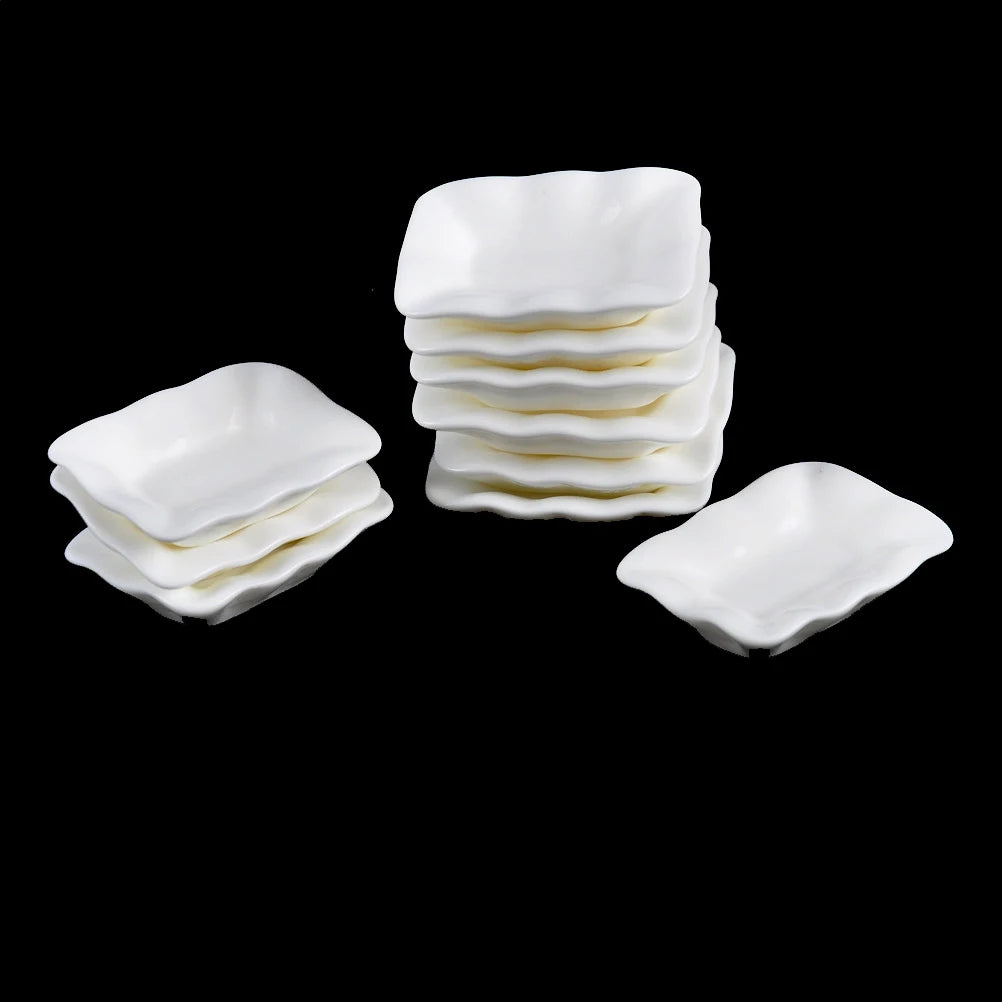 10Pcs/set Durable Mini Food White Dishes Tableware Miniature Doll House Accessories Dollhouse Trays Plates Doll Kitchen Toys