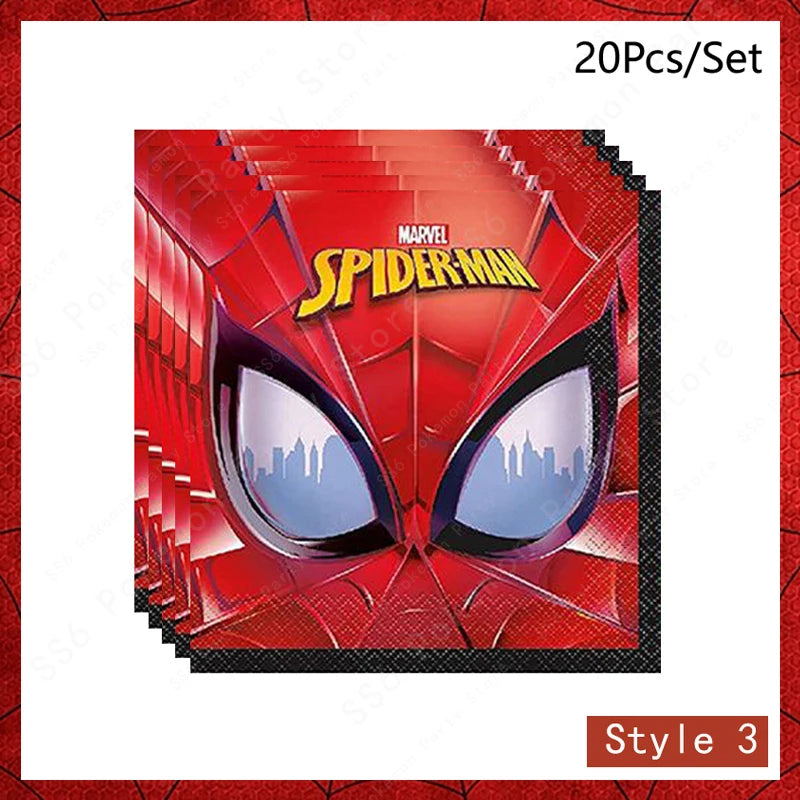 Spiderman Birthday Party Decorations Disposable Tableware Plate Cup Napkins Bags Spidey Party Birthday Decoration Supplies Set