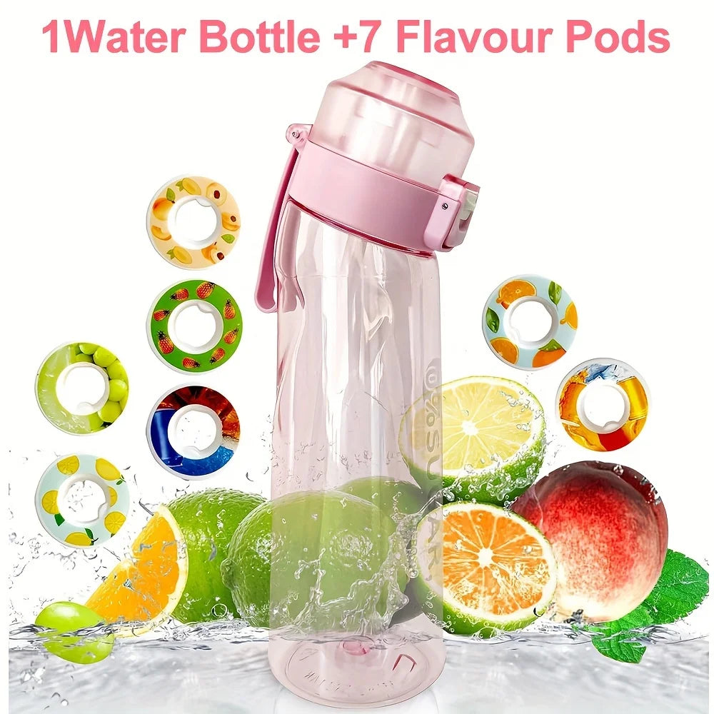 650ml/22oz Portable Sports Water Bottle With 7 Flavour Pods Scented Leakproof Water Bottle With Straw For Gym Outdoor Activities