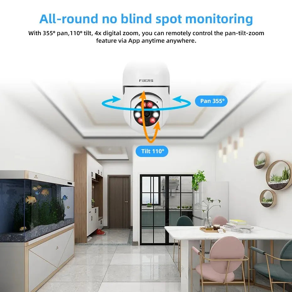 Bulb E27 Surveillance Camera Full Color Night Vision Automatic Human Tracking Zoom Indoor Security Monitor Wifi Miini IP Camera