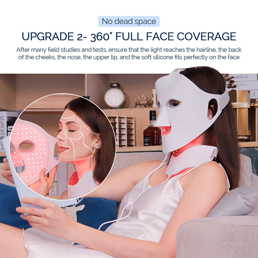 Foreverlily Face Neck Silicone LED Mask 7 Colors LED Light Photon Red Light Therapy 3D Flexible Facial Mask Anti-Ance Skin Care